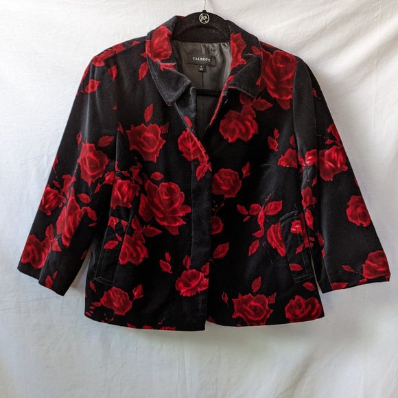 Talbots Roses Sweater Jacket Size 8 - Picture 3 of 14